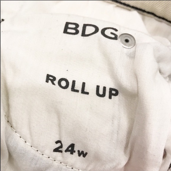 BDG High Rise Cream Roll Up Jean Denim Shorts - Picture 3 of 8